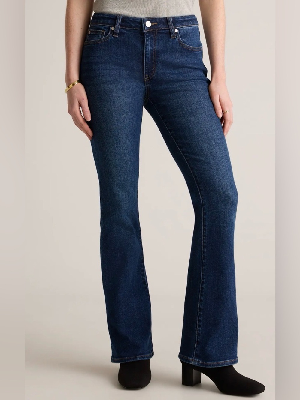 Quince Luna Stretch Flare Jeans Dark Wash Size 27 Organic Cotton